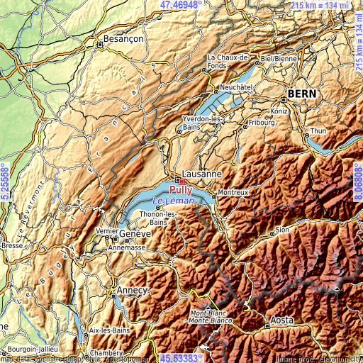 Topographic map of Pully