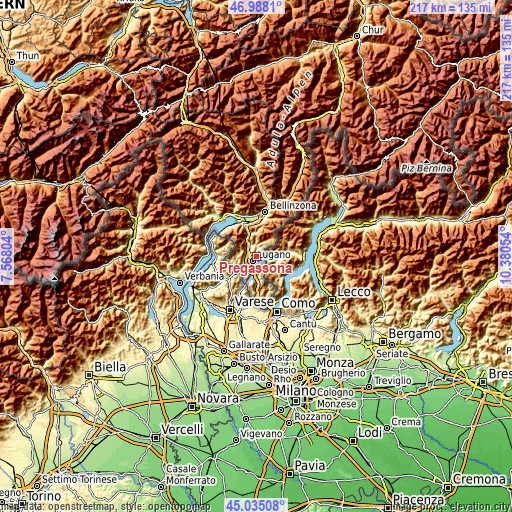 Topographic map of Pregassona