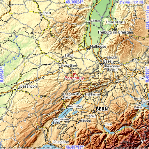 Topographic map of Porrentruy