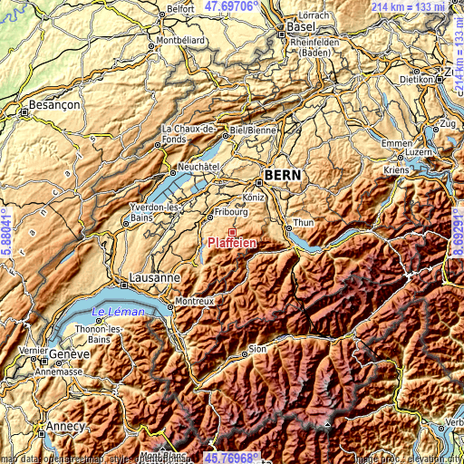 Topographic map of Plaffeien