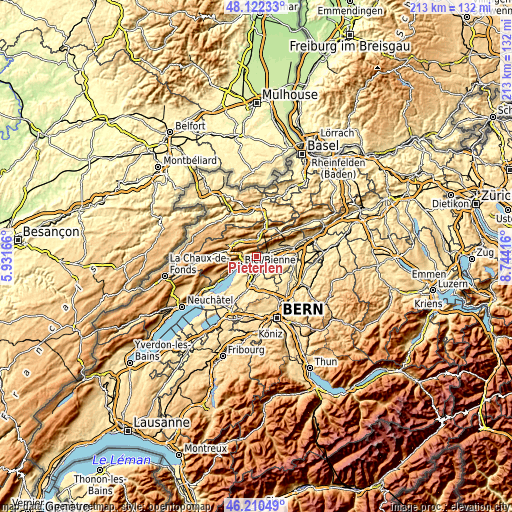 Topographic map of Pieterlen