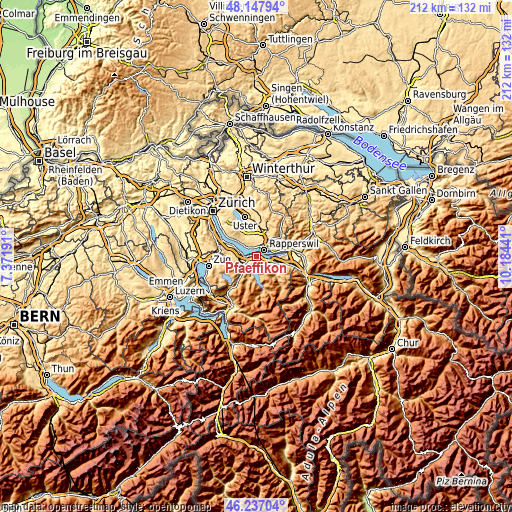 Topographic map of Pfäffikon