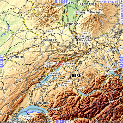 Topographic map of Péry