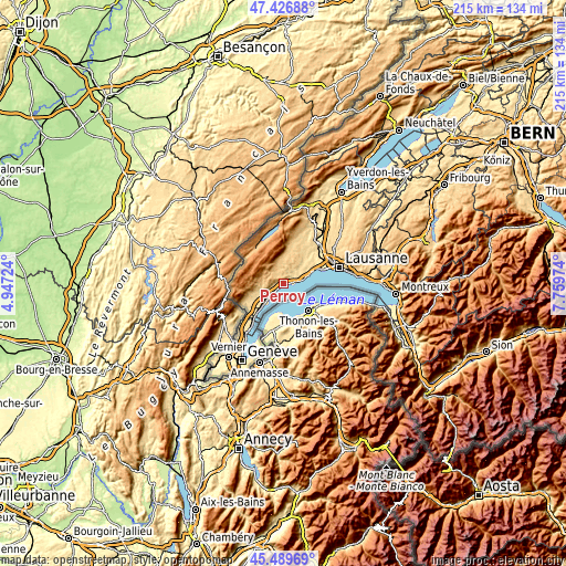 Topographic map of Perroy