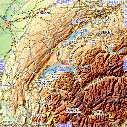 Topographic map of Paudex