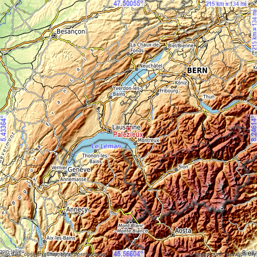 Topographic map of Palézieux