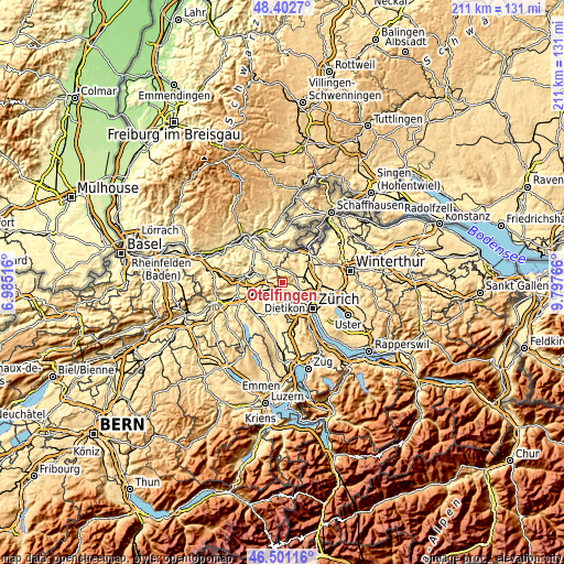 Topographic map of Otelfingen