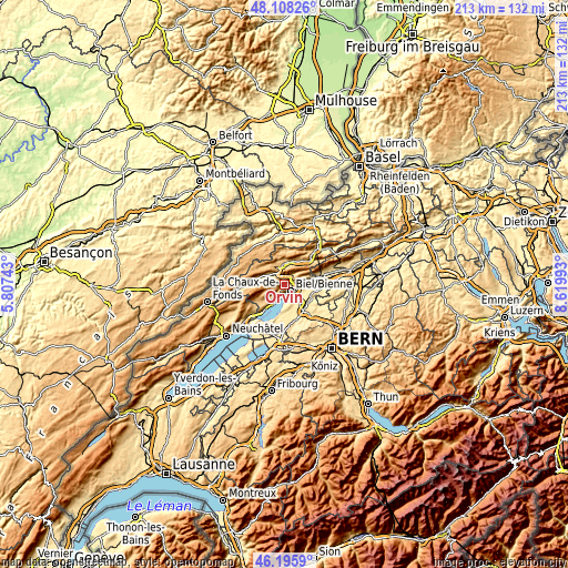 Topographic map of Orvin