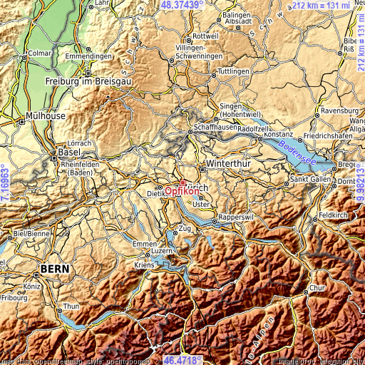 Topographic map of Opfikon