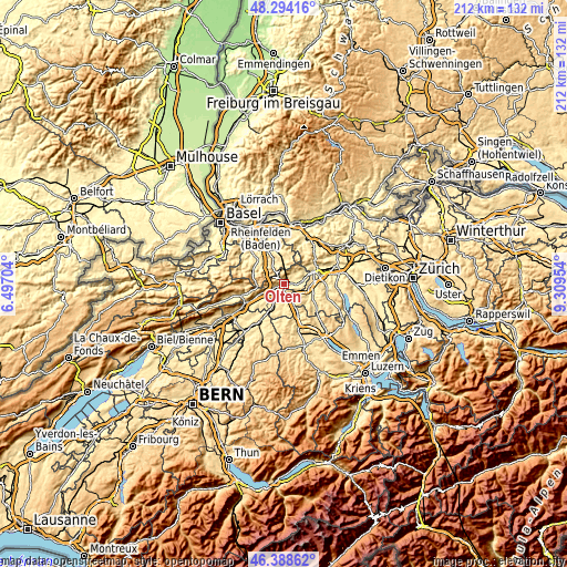 Topographic map of Olten