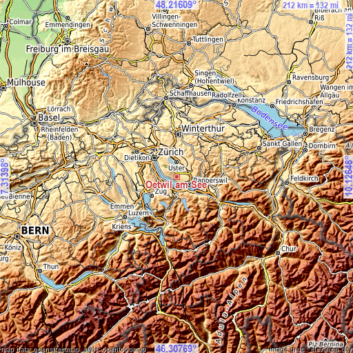 Topographic map of Oetwil