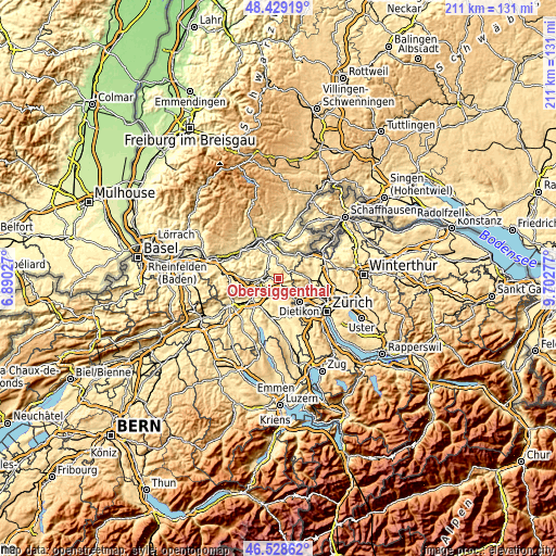 Topographic map of Obersiggenthal