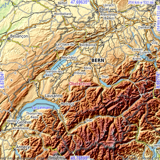 Topographic map of Oberschrot