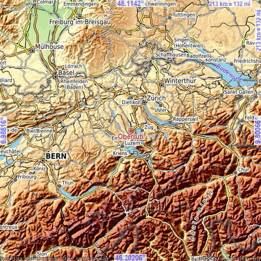 Topographic map of Oberrüti