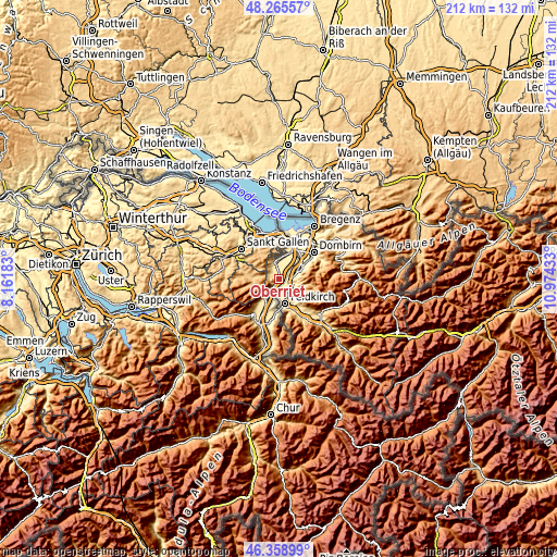 Topographic map of Oberriet