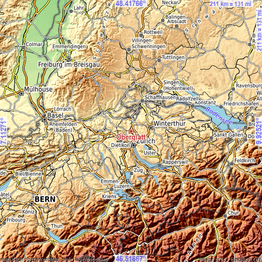Topographic map of Oberglatt