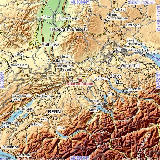 Topographic map of Oberentfelden