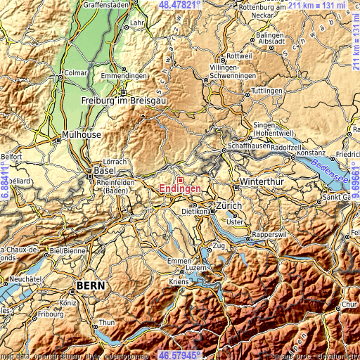 Topographic map of Endingen