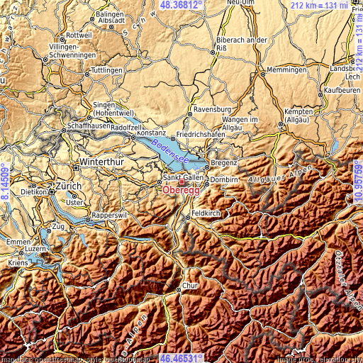 Topographic map of Oberegg
