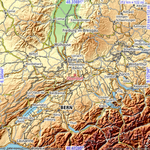 Topographic map of Oberdorf