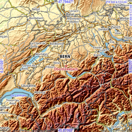 Topographic map of Oberdiessbach