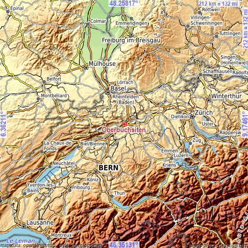 Topographic map of Oberbuchsiten