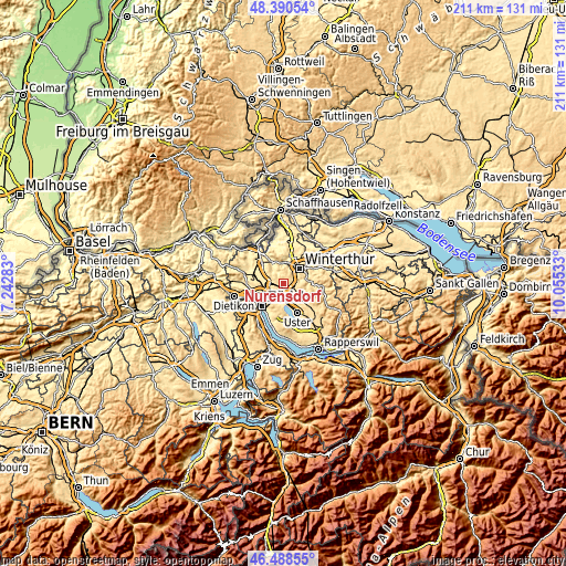 Topographic map of Nürensdorf