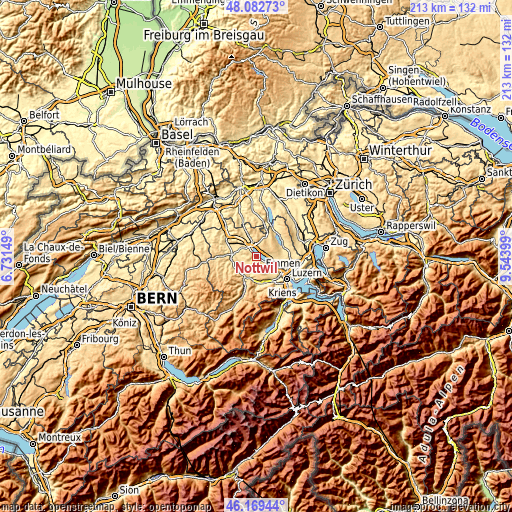 Topographic map of Nottwil