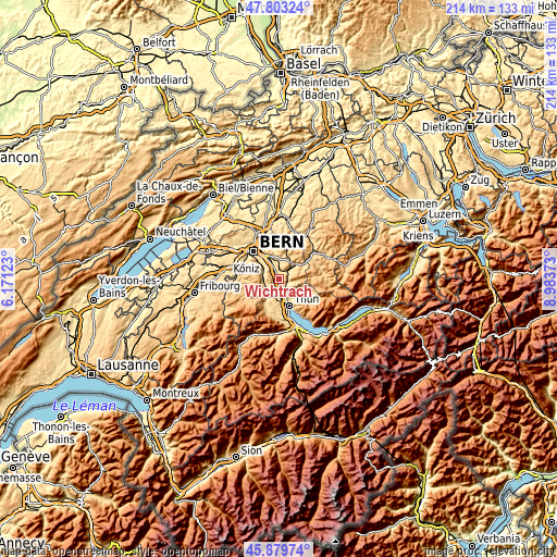 Topographic map of Wichtrach