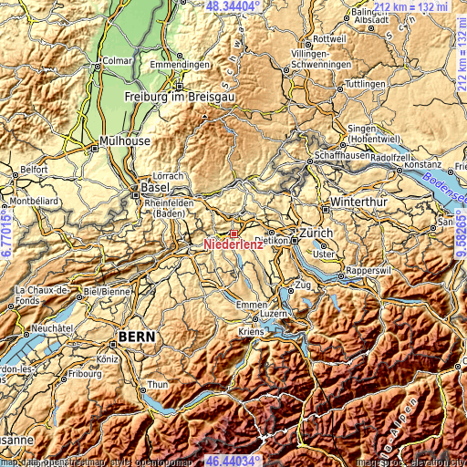 Topographic map of Niederlenz