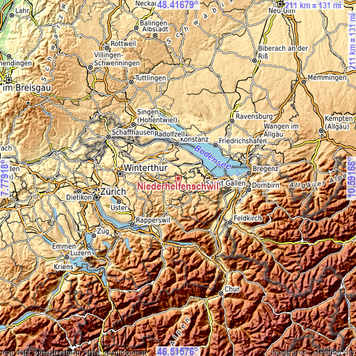 Topographic map of Niederhelfenschwil