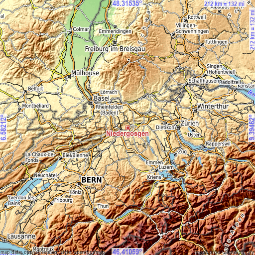 Topographic map of Niedergösgen