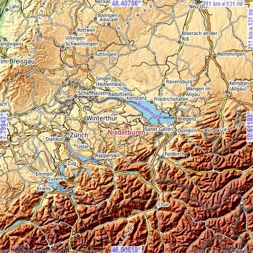 Topographic map of Niederbüren