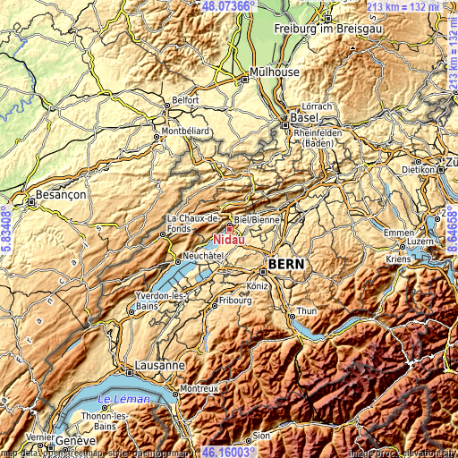 Topographic map of Nidau