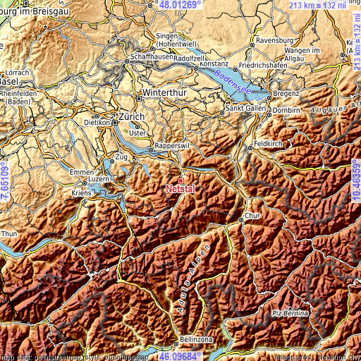 Topographic map of Netstal