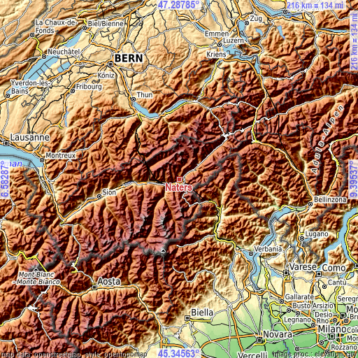 Topographic map of Naters