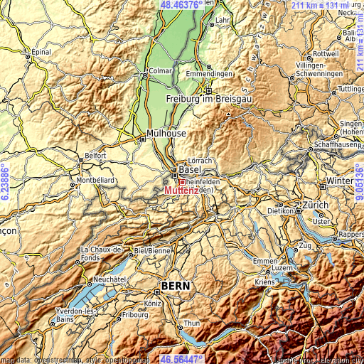 Topographic map of Muttenz
