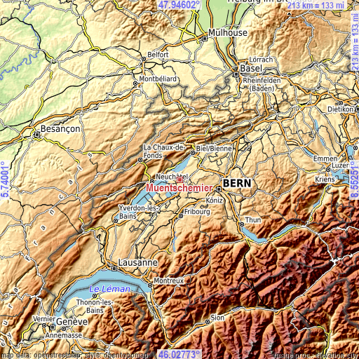 Topographic map of Müntschemier