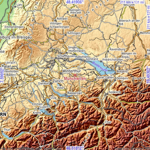 Topographic map of Münchwilen