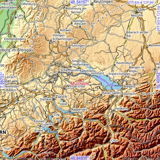 Topographic map of Müllheim