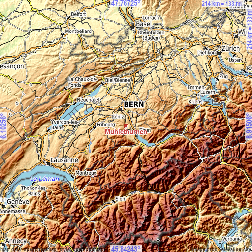 Topographic map of Mühlethurnen