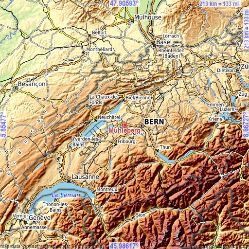 Topographic map of Mühleberg