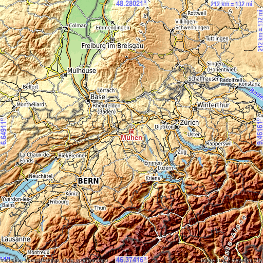 Topographic map of Muhen