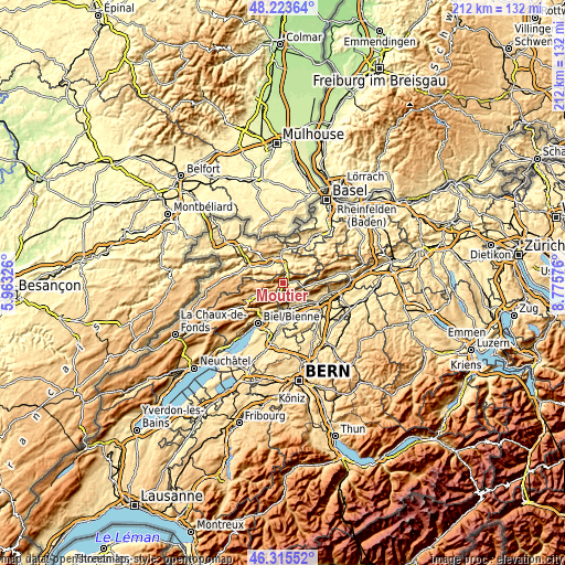 Topographic map of Moutier