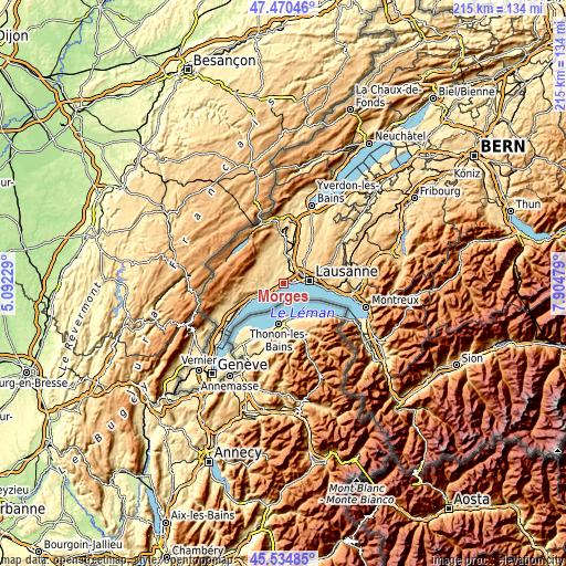 Topographic map of Morges