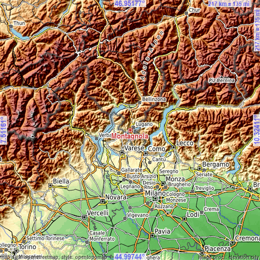 Topographic map of Montagnola