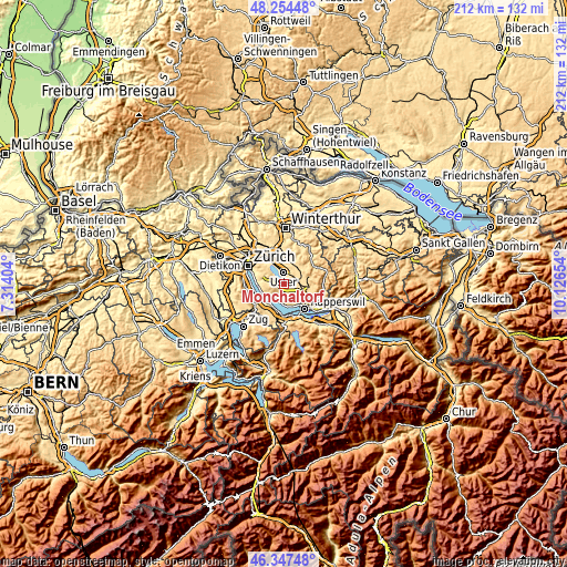 Topographic map of Mönchaltorf