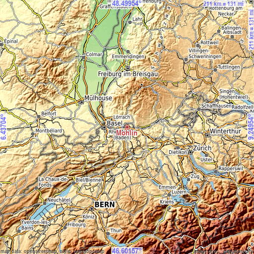 Topographic map of Möhlin