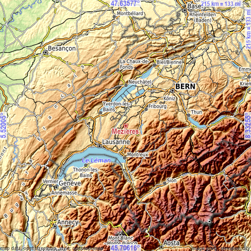 Topographic map of Mézières