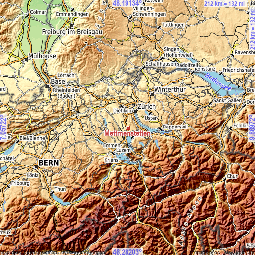 Topographic map of Mettmenstetten